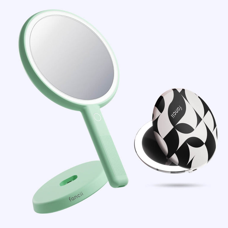 Cami mirror hand held and Taylor compact mirror by Fancii and Co_  Mello Monochrome Pistachio