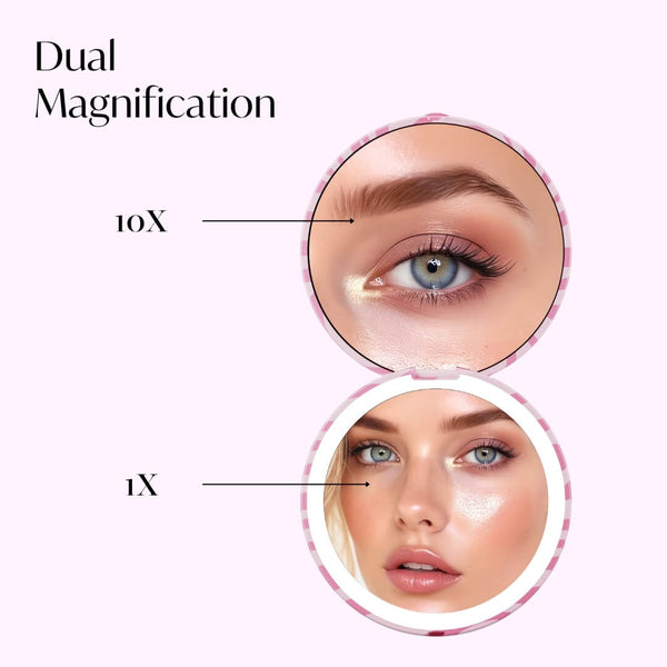 Mini Taylor LED Compact Mirror | Blush Zebra