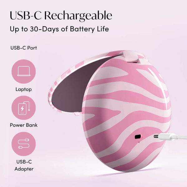 Mini Taylor LED Compact Mirror | Blush Zebra