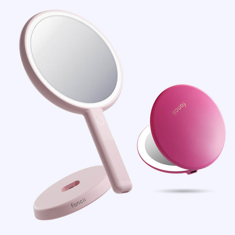 Cami mirror hand held and Taylor compact mirror by Fancii and Co_  Magnolia Burst Strawberry Cream