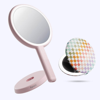 Cami mirror hand held and Taylor compact mirror by Fancii and Co_  Rainbow Mirage Strawberry Cream 