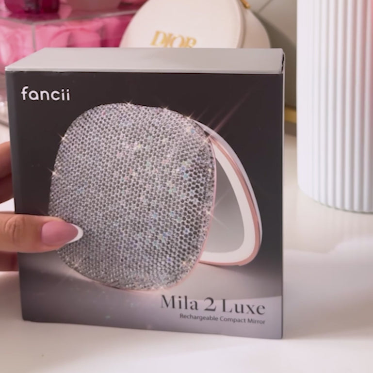 Fancii Mila 2 Luxe led compact mirror with diamond cut crystals, 10x