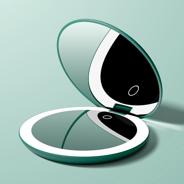 Taylor Compact Mirror by Fancii and Co with 10x magnifying mirror EMERALD ENVY
