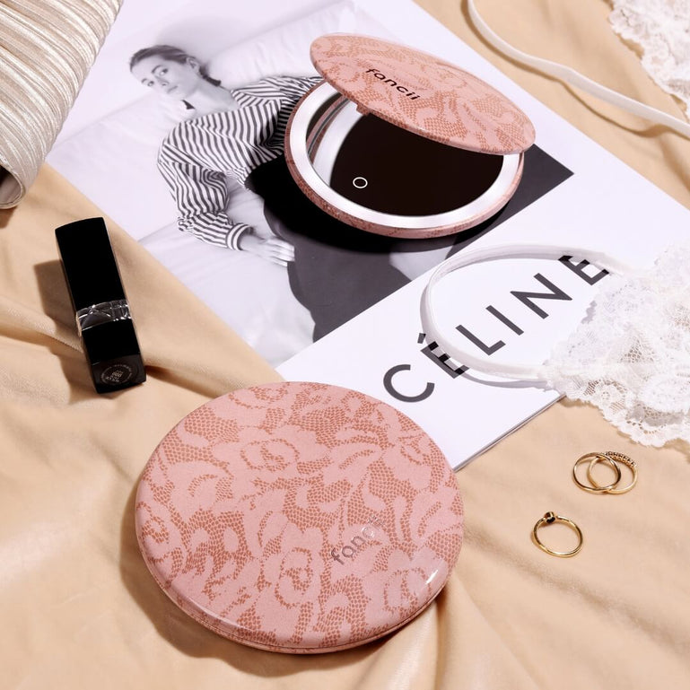 Taylor Compact Mirror by Fancii and Co with rechargeable power MOCHA LACE