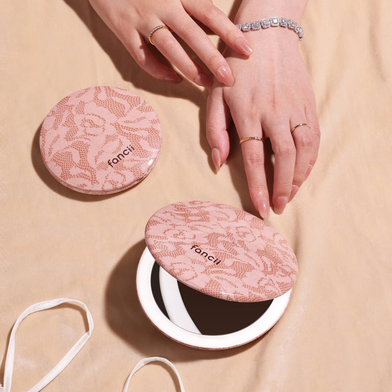Taylor Compact Mirror by Fancii and Co with rechargeable power MOCHA LACE