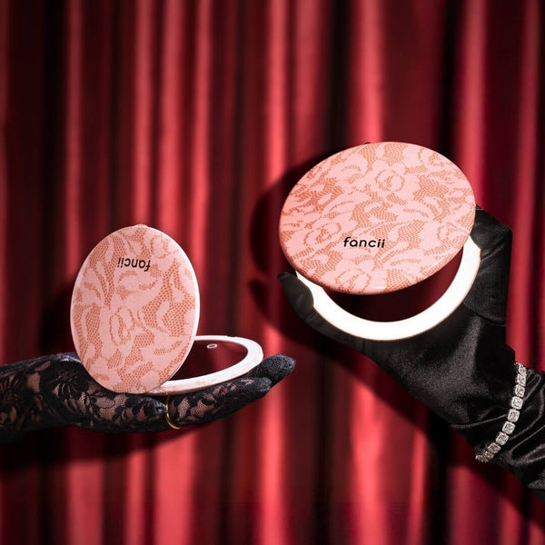 Mini Taylor Lighted Led Compact with 1x and 10x Magnification by Fancii & Co. in Mocha Lace