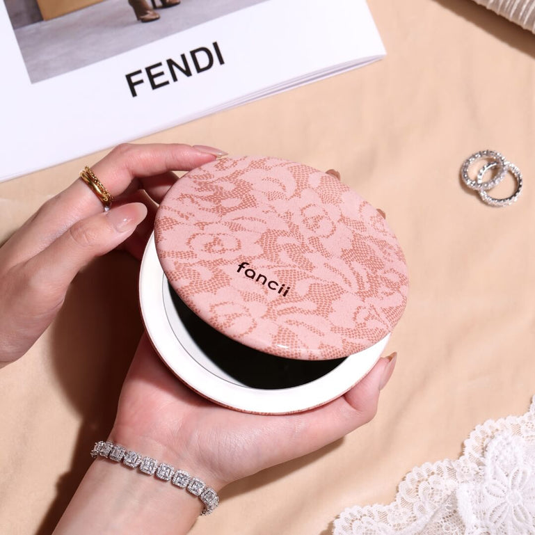 Taylor Compact Mirror by Fancii and Co with rechargeable power MOCHA LACE