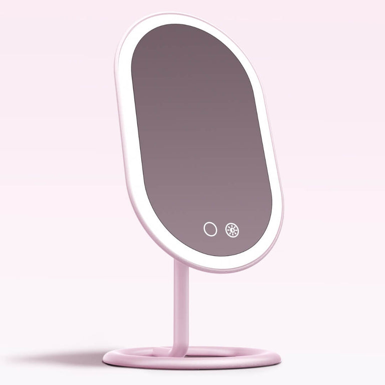 Fancii Vera lighted led vanity makeup mirror with stand Pink