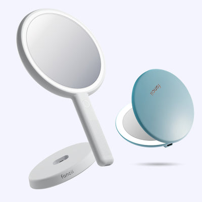 Cami mirror hand held and Taylor compact mirror by Fancii and Co_  Soft Sky Marshmallow