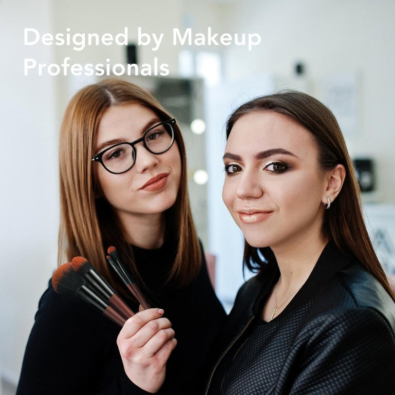 Two makeup artists with the Aria makeup brush set by Fancii All