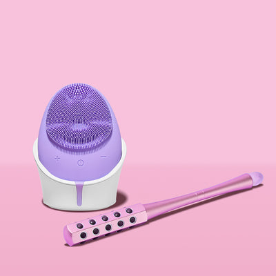 Daily essentials Isla sonic facial cleansing brush and Remi facial massager tool by Fancii and Co Lavish Lavender Pink