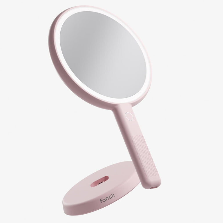 Fancii Cami handheld mirror with LED lights by Fancii and Co Strawberry Cream