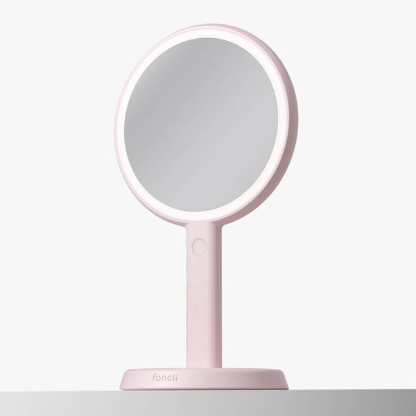 Fancii Cami handheld mirror with LED lights by Fancii and Co Strawberry Cream