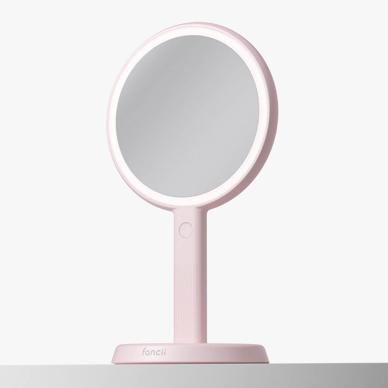 Fancii Cami handheld mirror with LED lights by Fancii and Co Strawberry Cream