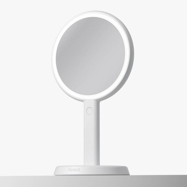 Cami led illuminated hand held make up mirror tabletop by Fancii and Co Marshmallow