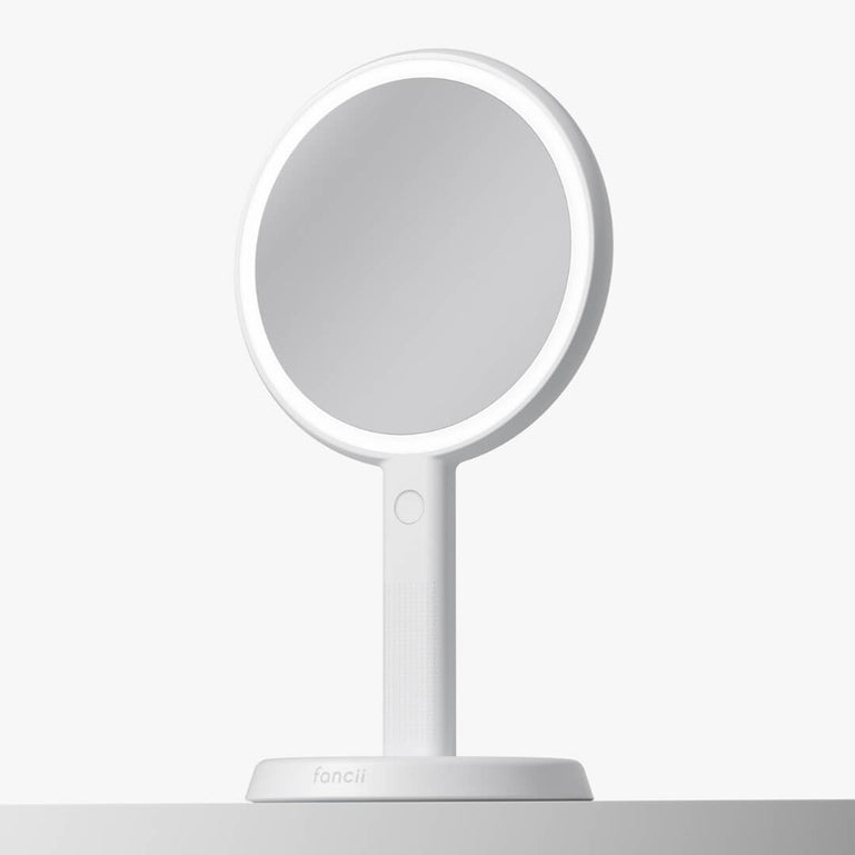 Cami led illuminated hand held make up mirror tabletop by Fancii and Co Marshmallow