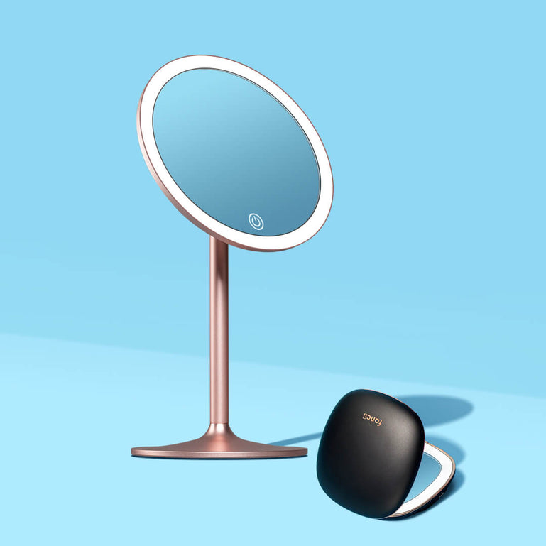 Nala + Mila lighted makeup mirrors for travel by Fancii and Co_ Black