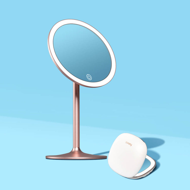 Nala + Mila lighted makeup mirrors for travel by Fancii and Co_ White