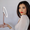 Nala rose gold lighted vanity makeup mirror by Fancii and Co_ with eco-friendly power
