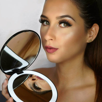 Lumi compact with 1X/10X magnifying mirrors by Fancii and Co Midnight Black