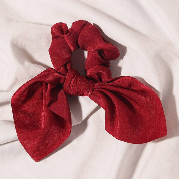 Fancii Elle satin headband hair scrunchies Red