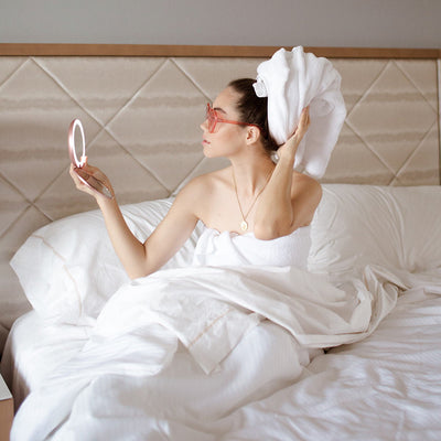 Lumi compact with 1X/10X magnifying mirrors by Fancii and Co Rose Gold