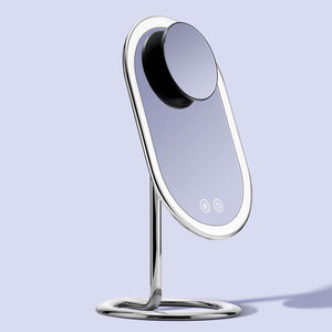 Fancii Vera Vanity Mirror with LED Lights & Lara 10X Magnifying Mirror in Chrome Black