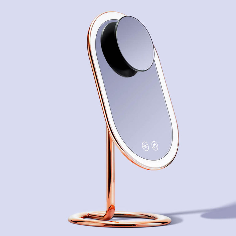Fancii Vera LED Lighted Vanity Makeup Mirror & Lara 10X Magnifying Mirror in Rose Gold Black
