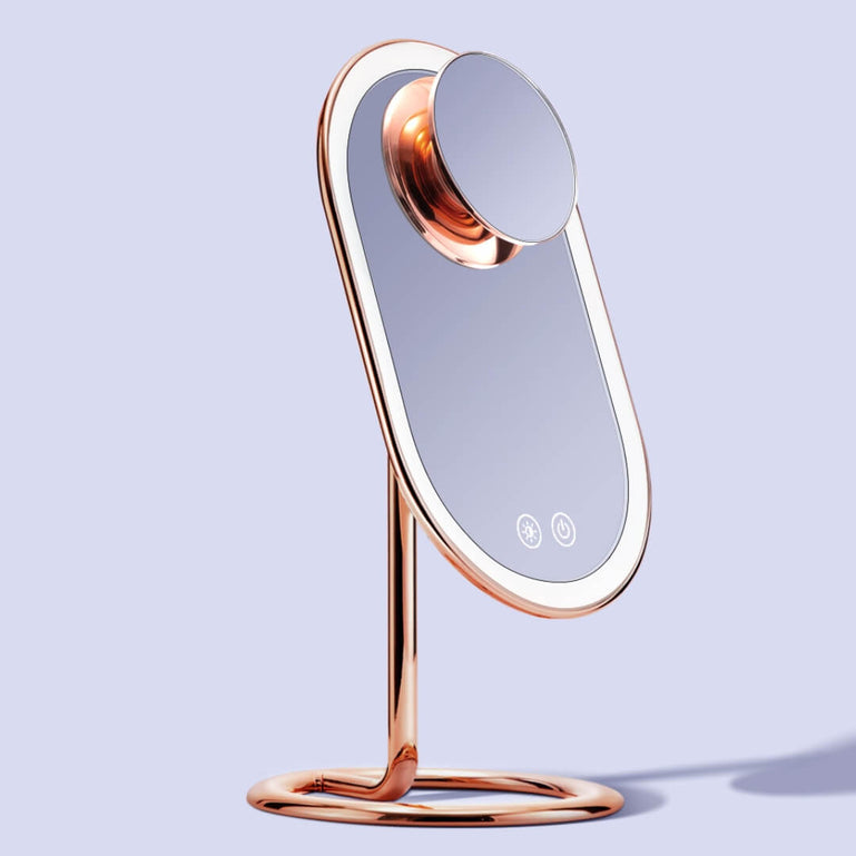 Fancii Vera LED Lighted Vanity Makeup Mirror & Lara 10X Magnifying Mirror in Rose Gold Rose Gold