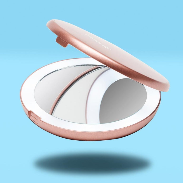 Lumi compact with 1X/10X magnifying mirrors by Fancii and Co Rose Gold