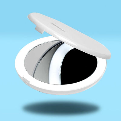 Lumi compact with 1X/10X magnifying mirrors by Fancii and Co Silk White