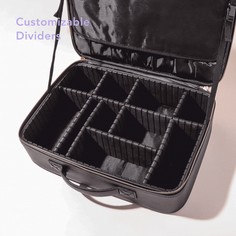 Madison makeup train case for travel with customizable dividers All