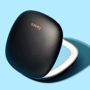 Mila compact mirror with LED lights by Fancii and Co_ Black