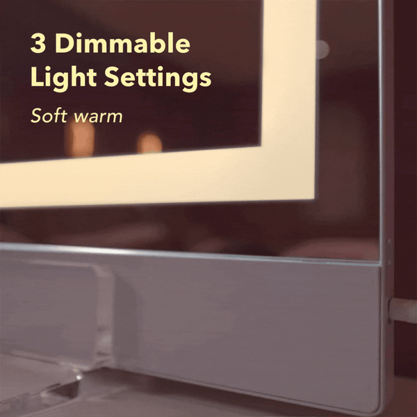 Monroe hollywood mirror with lights by Fancii has 3 dimmable light settings