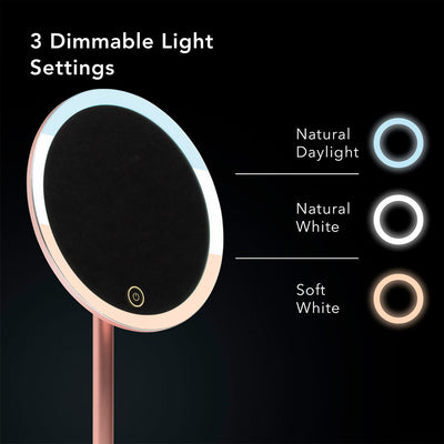 Nala rose gold LED lighted vanity makeup mirror by Fancii and Co