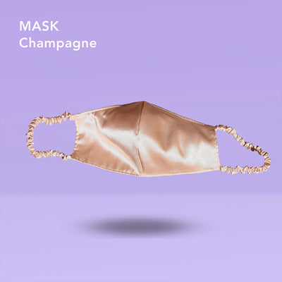 Satin Reusable Face Mask by Fancii and Co in Champagne Gold
