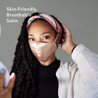 Satin Reusable Face Mask by Fancii and Co in Skin-friendly breathable satin