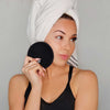 Zoe CLEANSE makeup removing pad taking off makeup on female face