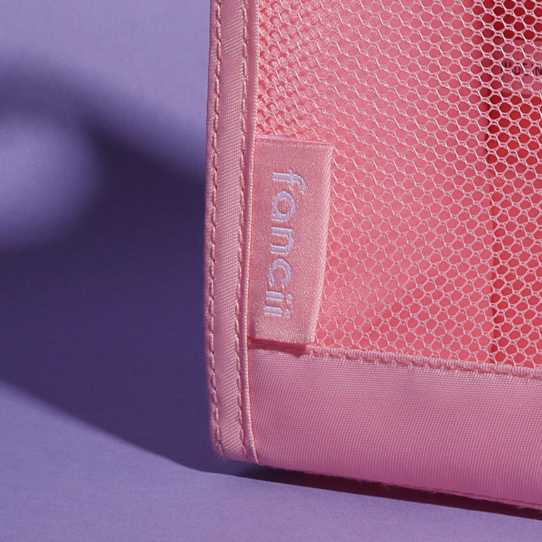 Fancii waterproof pink mesh toiletry bag All