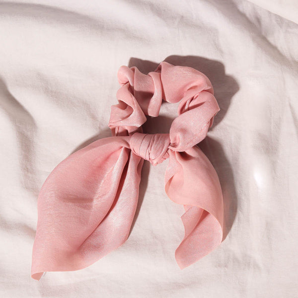 Fancii Elle satin headband hair tie scrunchies Pink