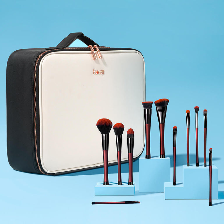 Madison Globetrotter and Aria makeup brush set by Fancii and Co in Merlot
