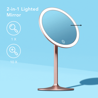 Nala rose gold lighted vanity makeup mirror by Fancii and Co