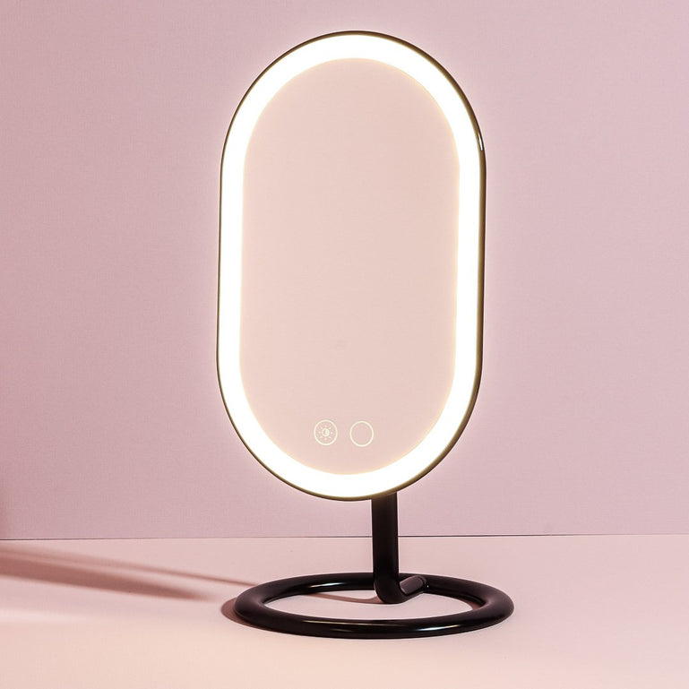 Fancii Vera lighted led vanity makeup mirror with stand Black